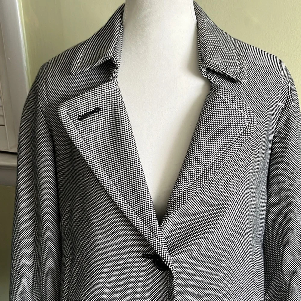 Talbots houndstooth cotton black white fully lined blazer jacket - Picture 11 of 17